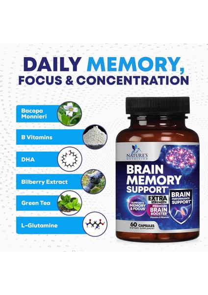 Brain Memory Support – Günlük Odak, Hafıza ve Konsantrasyon Desteği Sunan Nootropic Formül