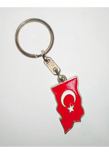 Metal Ay Yıldız Al Sançak Anahtarlık