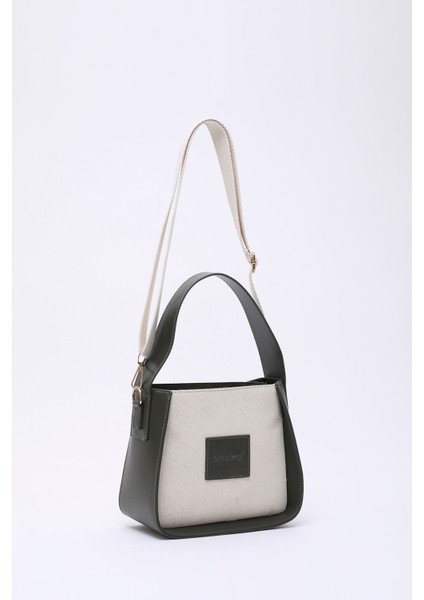 Haki Yeşil SHK176 Suni Deri Detaylı, Tek Bölmeli, Fermuarlı, Kanvas El, Kol ve Omuz Çantası fiyatları