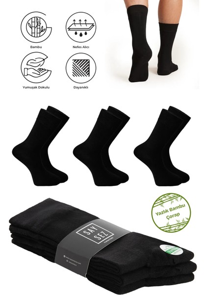 Bambu Erkek Soket Yazlık Uzun Düz Renk Çorap Dikişsiz Premium Paket 3'lü / Yıkamalı Soft Çorap