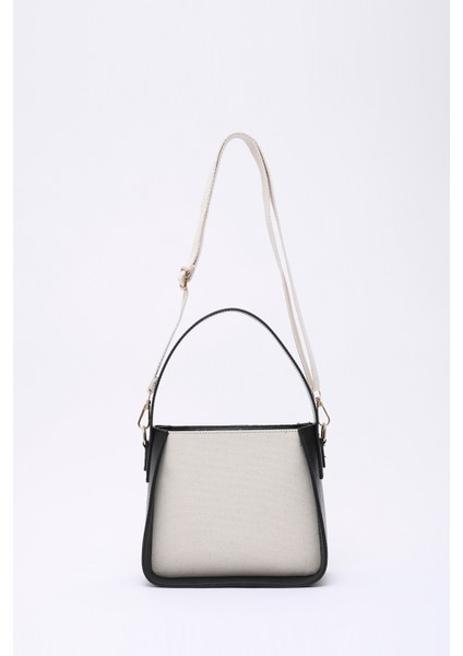 Siyah SHK176 Suni Deri Detaylı, Tek Bölmeli, Fermuarlı, Kanvas El, Kol ve Omuz Çantası modelleri