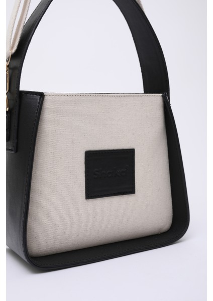 Siyah SHK176 Suni Deri Detaylı, Tek Bölmeli, Fermuarlı, Kanvas El, Kol ve Omuz Çantası indirimleri