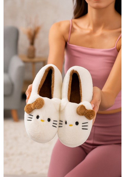 Hello Figürlü Kurdela Detaylı Fiyonklu Kışlık Unisex Ev Terliği Kaydırmaz Taban fiyatları