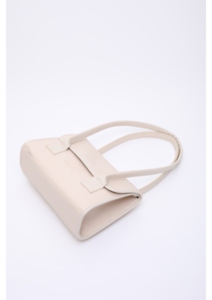 Krem SHK178 Suni Deri, Tek Bölmeli, Çıtçıtlı, El, Kol ve Omuz Çantası