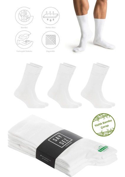 Bambu Erkek Soket Yazlık Uzun Düz Renk Çorap Dikişsiz Premium Paket 3'lü / Yıkamalı Soft Çorap