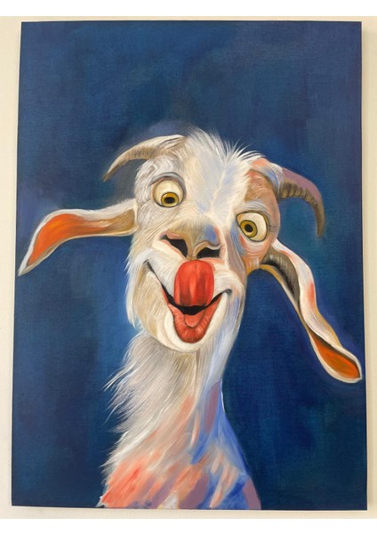 Yağlı Boya Tablo – Neşeli Keçi Portresi (50×70 Cm) fiyatları