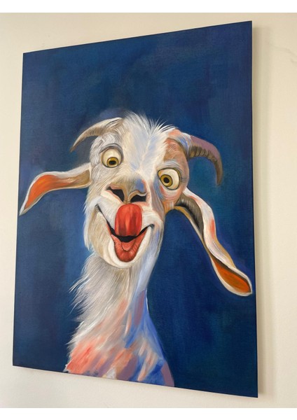 Yağlı Boya Tablo – Neşeli Keçi Portresi (50×70 Cm) modelleri