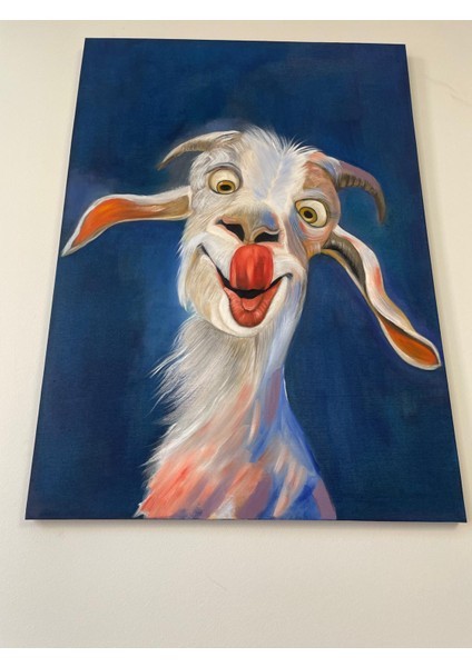 Yağlı Boya Tablo – Neşeli Keçi Portresi (50×70 Cm) fırsatları