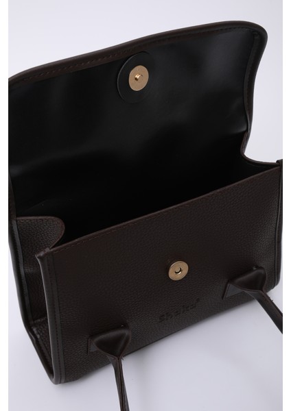 Kahve Rengi SHK178 Suni Deri, Tek Bölmeli, Çıtçıtlı, El, Kol ve Omuz Çantası