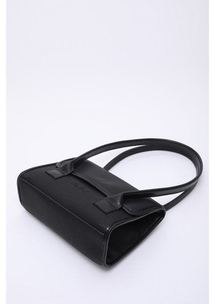 Siyah SHK178 Suni Deri, Tek Bölmeli, Çıtçıtlı, El, Kol ve Omuz Çantası