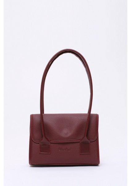 Bordo SHK178 Suni Deri, Tek Bölmeli, Çıtçıtlı, El, Kol ve Omuz Çantası