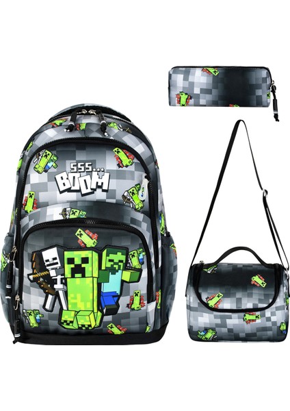 Minecraft 2 Desenli Üçlü Çocuk Ilkokul Okul Çantası Seti (Çanta Termal Beslenme Çantası Kalemlik) fiyatları