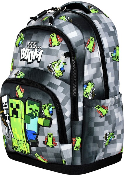 Minecraft 2 Desenli Üçlü Çocuk Ilkokul Okul Çantası Seti (Çanta Termal Beslenme Çantası Kalemlik)