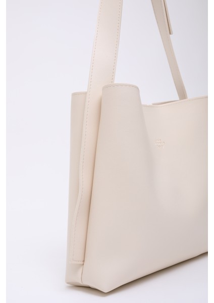 Krem SHK179 Suni Deri, Tek Bölmeli, Çıtçıtlı, Makyaj Çantalı El, Kol ve Omuz Çantası indirimleri