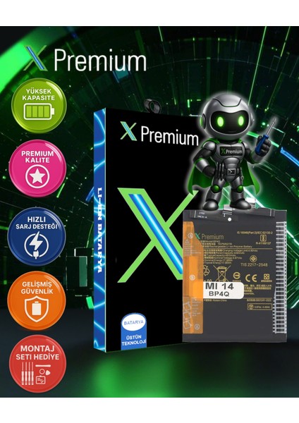 Xpremium Xiaomi Mi 14 (BP4Q) Batarya – 4610 Mah Süper Yüksek Kapasiteli Güçlendirilmiş Pil