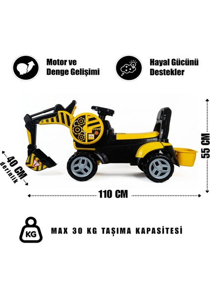 Pedalsız Bingit Ekskavatör-Sür Kaz Oyna Kepçe (60 kg Taşıma Kapasiteli) modelleri