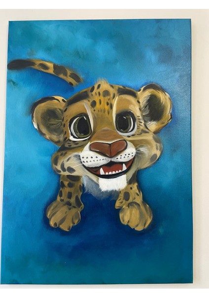 Yağlı Boya Tablo – Sevimli Yavru Leopar (50×70 Cm) modelleri