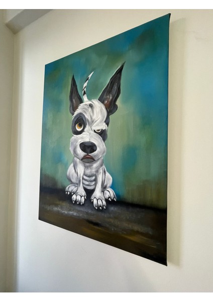 Yağlı Boya Tablo – Siyah Beyaz Köpek (50×70 Cm) fiyatları