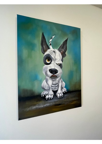 Yağlı Boya Tablo – Siyah Beyaz Köpek (50×70 Cm) modelleri