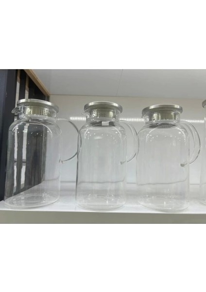 1500 ml Borosilikat Cam Su Sürahisi - Metal Kapaklı ve Isıya Dayanıklı fiyatları