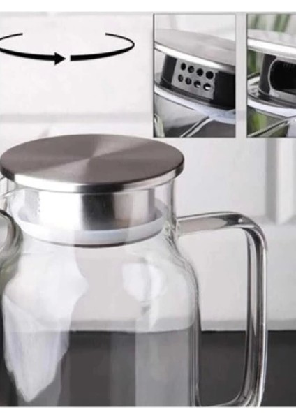 1500 ml Borosilikat Cam Su Sürahisi - Metal Kapaklı ve Isıya Dayanıklı modelleri