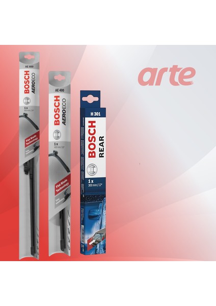 Volvo C30 2010-2012 Uyumlu Ön ve Arka Silecek Takımı | Aeroeco Serisi | 3'lü Set |