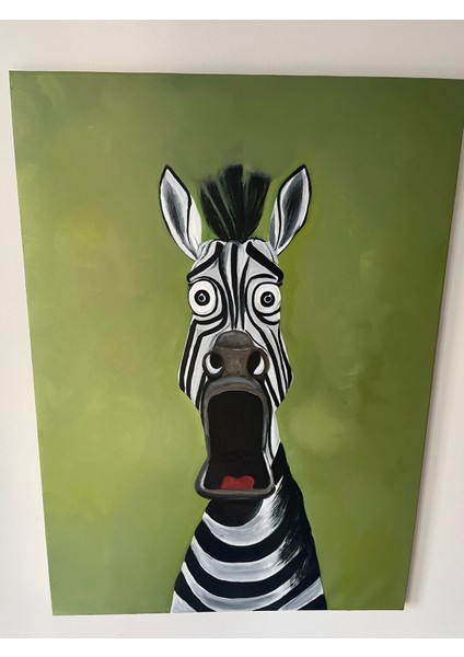 Şaşkın Zebra Yağlı Boya Tablo | 50×70 cm