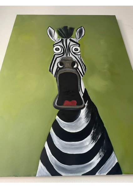 Şaşkın Zebra Yağlı Boya Tablo | 50×70 cm fırsatları