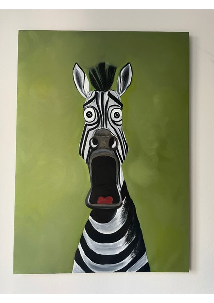 Şaşkın Zebra Yağlı Boya Tablo | 50×70 cm indirimleri