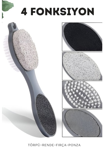 4 In 1 Set Ayak Bakım Seti | Topuk Törpüsü, Rendesi, Fırçası ve Ponza Taşı ile