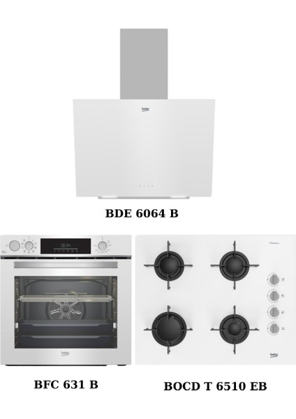 Beyaz Cam Digital Ankastre Set (Bde 6064 B + Bocd T 6510 Eb + Bfc 631 B)