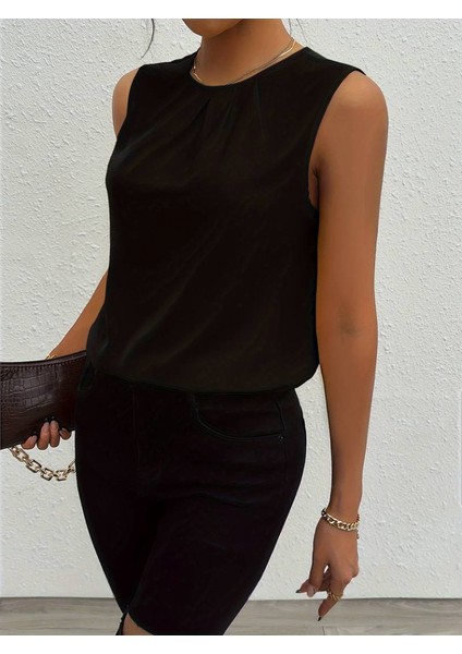 Kadın Askılı Yuvarlak Büzgü Yaka Sandy Bluz fiyatları