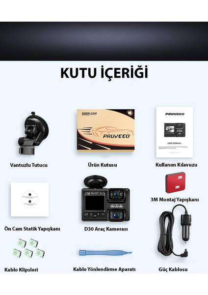 D30 Wı-Fı 4K Arac Kamerası