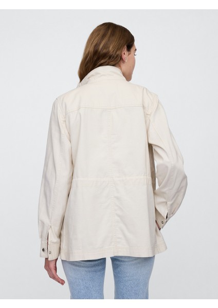 Kadın Krem Kanvas Utility Ceket indirimleri
