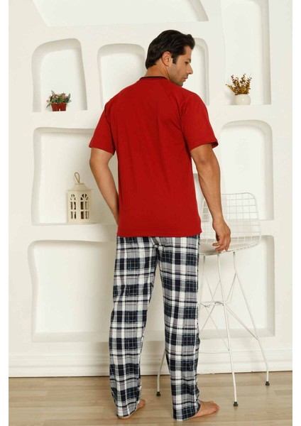 Bordo Kareli Kısa Kollu Erkek Pijama Takımı 1206KY fiyatları