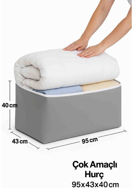 Hurç 4’lü Set 95X43X40 cm Gri – Yorgan & Kıyafet Saklama, Çift Fermuarlı fiyatları