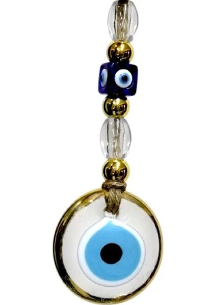 Yaldızlı Şeffaf Nazar Boncuklu Cam Duvar Süsü