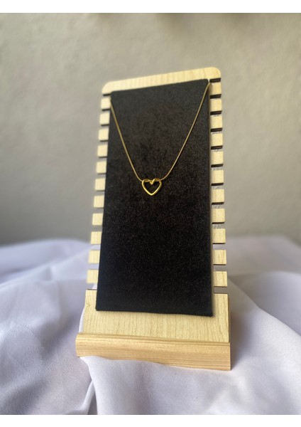 Çelik Kalpli Sarmaşık Gold Kolye modelleri