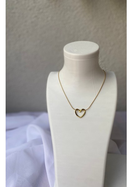 Çelik Kalpli Sarmaşık Gold Kolye