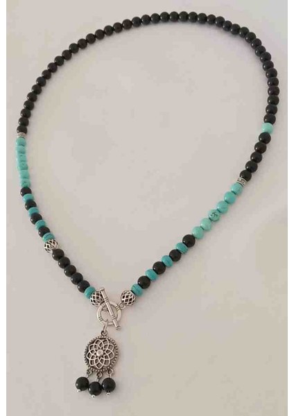 Onix Turkuaz Taş Rüya Kapanı Detay Tasarım 50 cm Kolye modelleri