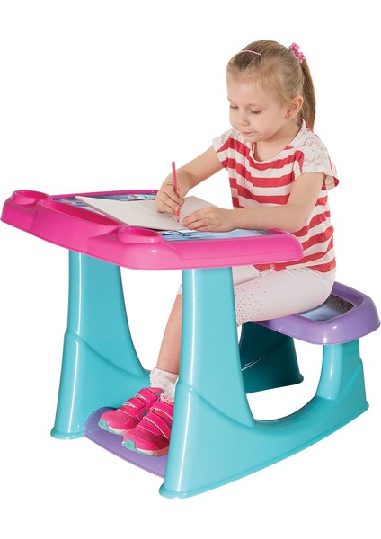 Frozen-Elsa Çocuk Çalışma Masası ve Sandalye Seti – 3+ Yaş, 55×56×74CM