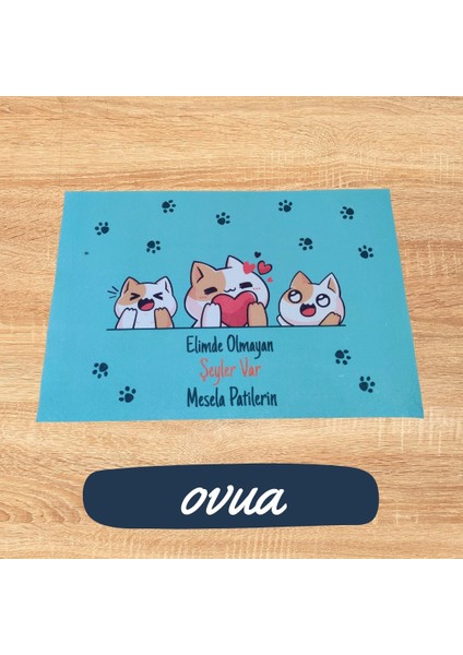 Baskılı Kapı Önü Paspası Veya Evcil Hayvan Için Yuva Paspası Mavi 65*45 cm 1 Adet