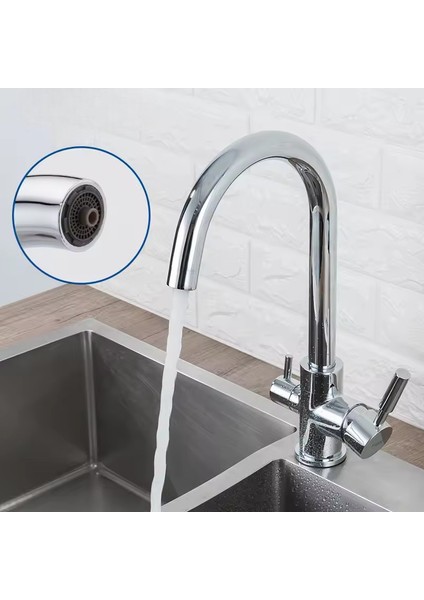 Arıtma, Sıcak, Soğuk Çıkışlı 3 Yollu Krom Lüx Arıtmalı Mutfak Eviye Bataryası Musluğu Baston Boru - %100 Pirinç, Paslanmaz, Ağır Sarı Gövde fırsatları