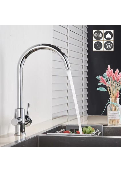 Arıtma, Sıcak, Soğuk Çıkışlı 3 Yollu Krom Lüx Arıtmalı Mutfak Eviye Bataryası Musluğu Baston Boru - %100 Pirinç, Paslanmaz, Ağır Sarı Gövde indirimleri