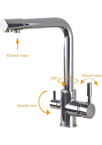 Arıtma, Sıcak, Soğuk Çıkışlı 3 Yollu Krom Lüx Arıtmalı Eviye Mutfak Bataryası Musluğu Köşe Borulu Arıtıcı Musluğu - %100 Pirinç, Paslanmaz, Ağır Sarı Gövde modelleri