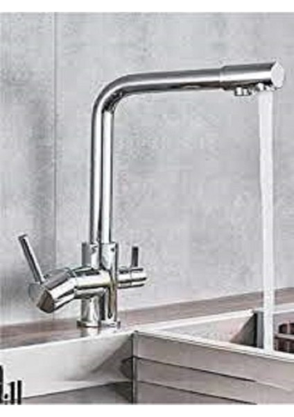 Arıtma, Sıcak, Soğuk Çıkışlı 3 Yollu Krom Lüx Arıtmalı Eviye Mutfak Bataryası Musluğu Köşe Borulu Arıtıcı Musluğu - %100 Pirinç, Paslanmaz, Ağır Sarı Gövde fiyatları