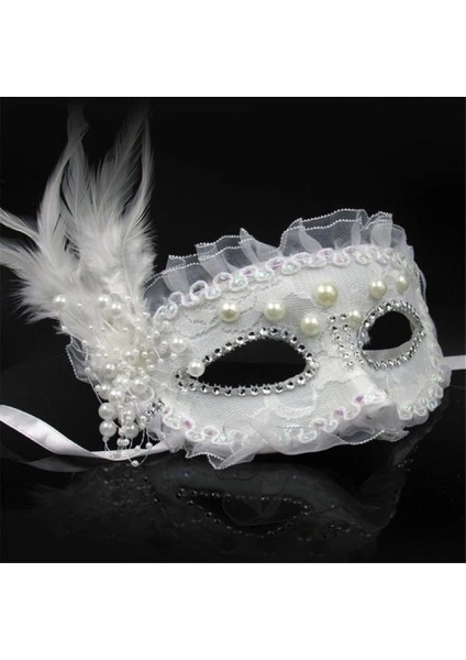 Beyaz Inci Taşlı Parti Maskesi fırsatları