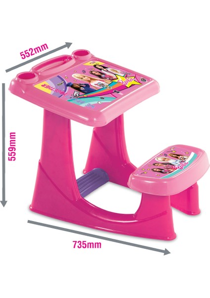 Barbie Çocuk Çalışma Masası ve Sandalye Seti – 3+ Yaş, 55×56×74CM fiyatları