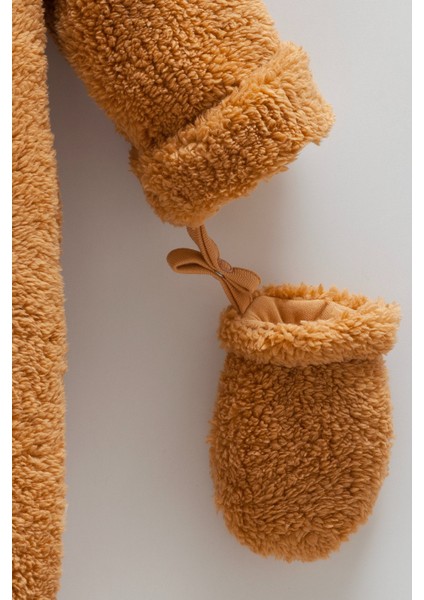 01-12 Ay Beden Aralığı Winter Star Eldivenli Peluş Tulum - Kahve fiyatları