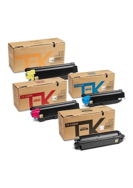 Kyocera Ecosys M6235CIDN TK-5280 Chipli 4 Renk Ithal Muadil Toner Seti - Siyah 13.000 Sayfa / Renkliler 11.000 Sayfa